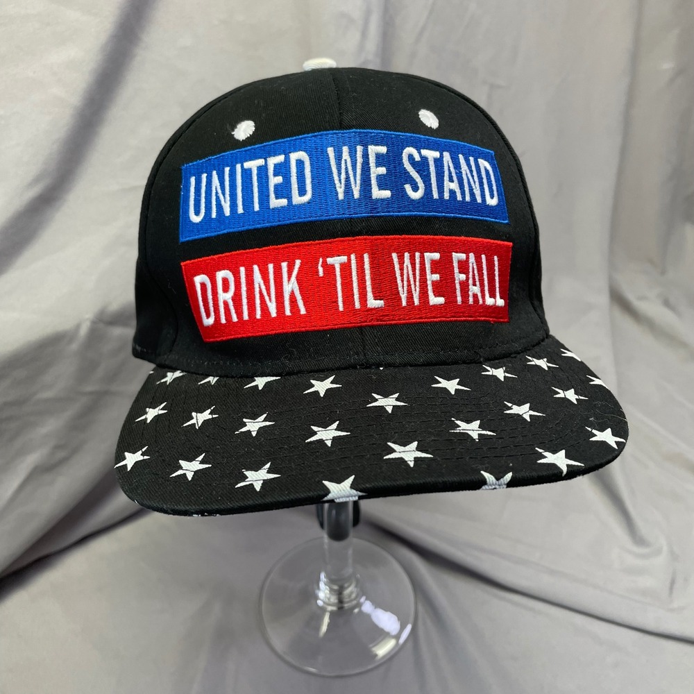 Spencers United We Stand Drink Til We Fall Snapback Hat Black Stars OSFM